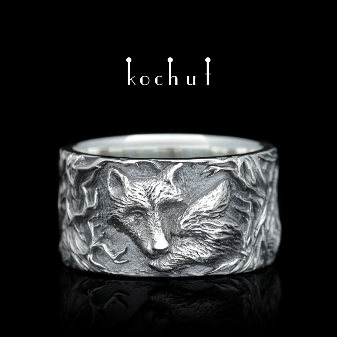 Sterling silver sale wolf ring